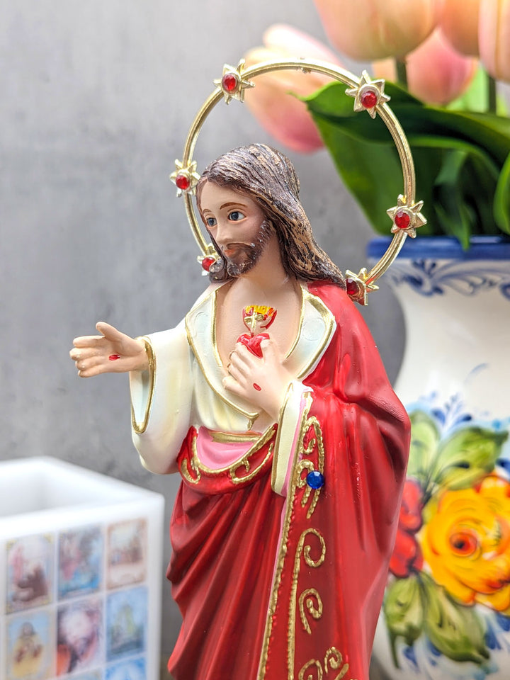 10.5 Inch Hand Painted Sacred Heart of Jesus Statue