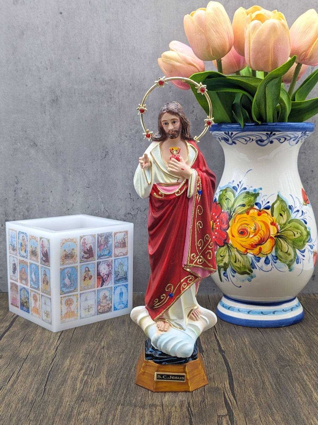 10.5 Inch Hand Painted Sacred Heart of Jesus Statue