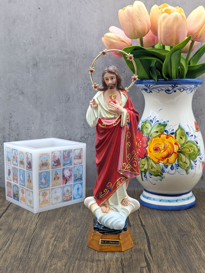 10.5 Inch Hand Painted Sacred Heart of Jesus Statue