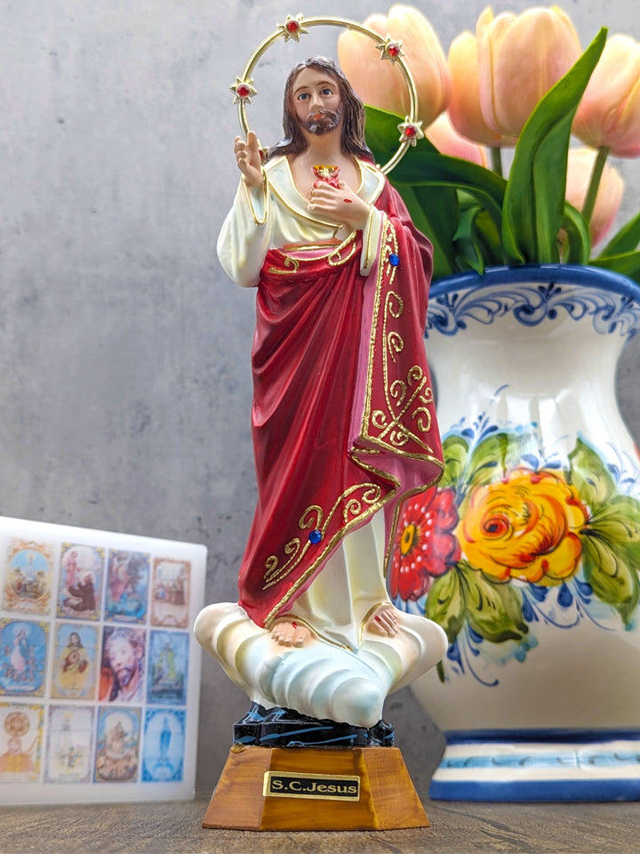10.5 Inch Hand Painted Sacred Heart of Jesus Statue