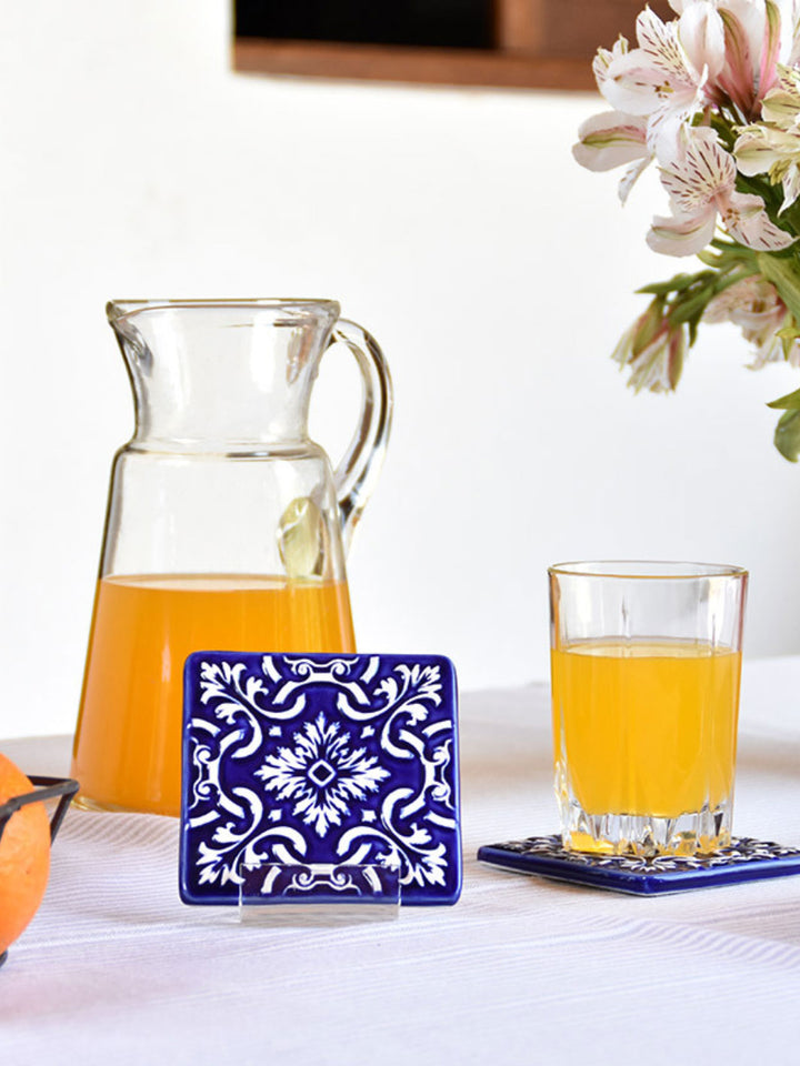 Hand-Painted Ceramic Coasters Azulejo – Set of 2