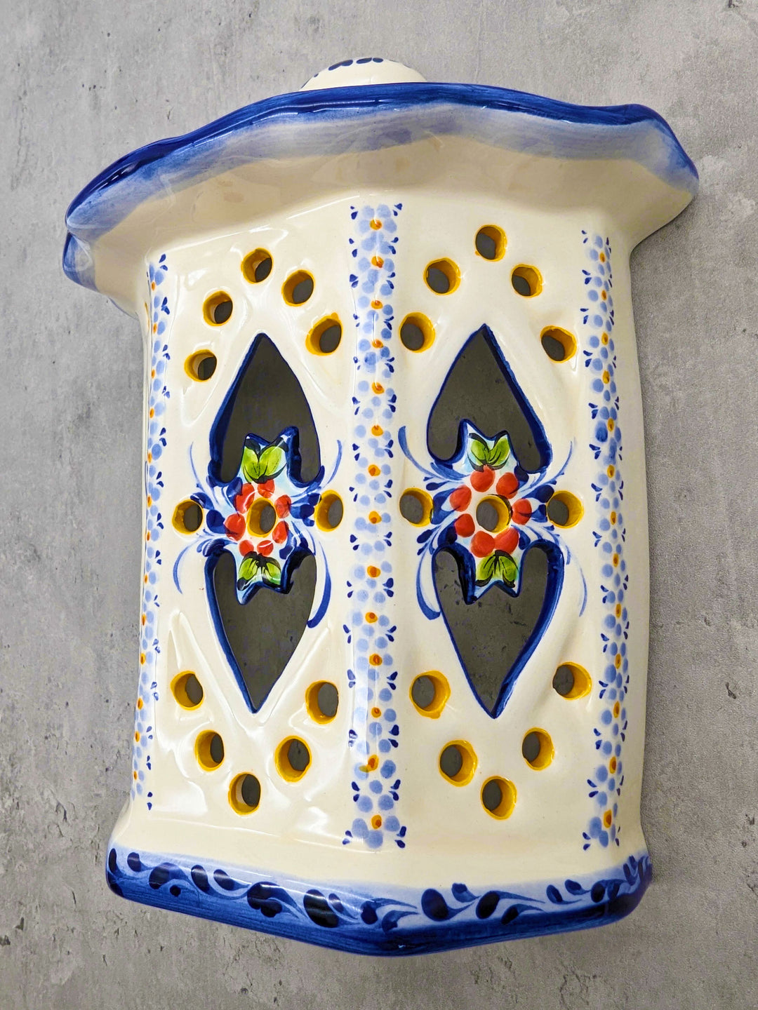 Portuguese Pottery Hand Painted Alcobaça Ceramic Wall Lantern