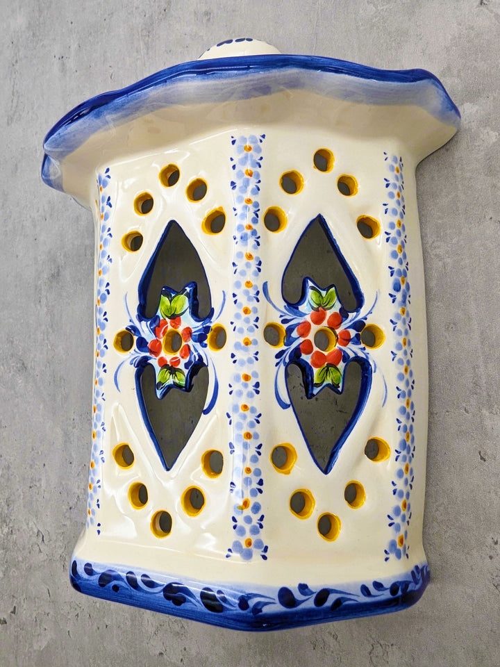 Portuguese Pottery Hand Painted Alcobaça Ceramic Wall Lantern