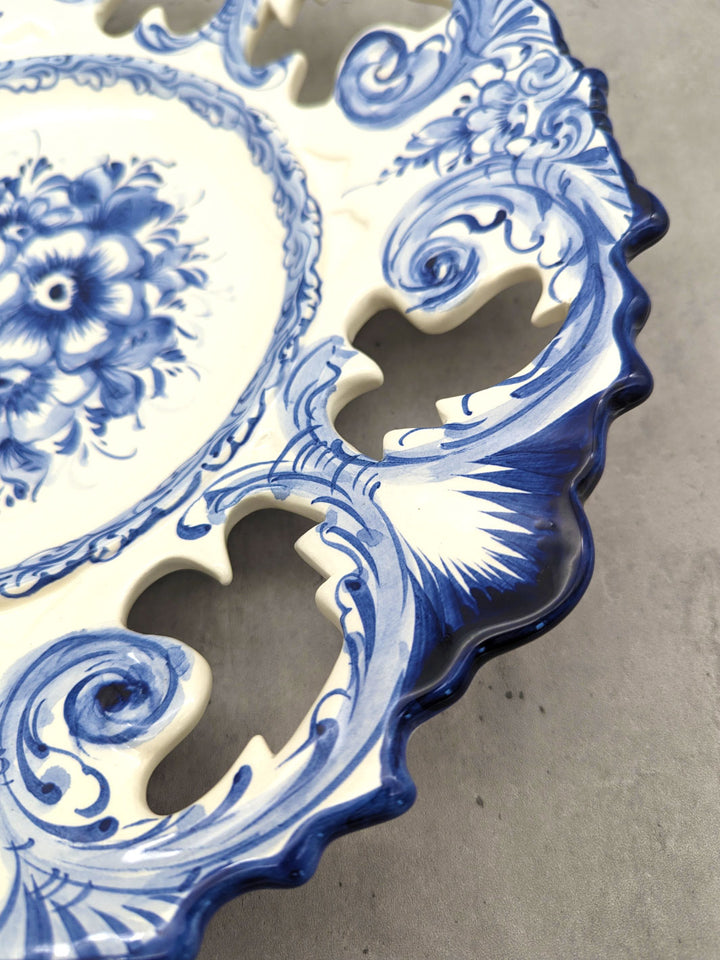 14 Inch Hand painted Blue and White Portuguese Ceramic Decorative Plate