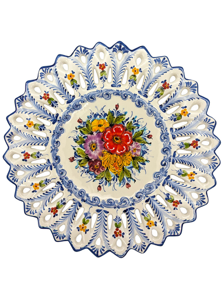 15.5 Inch Hand painted Alcobaça Ceramic Decorative Plate
