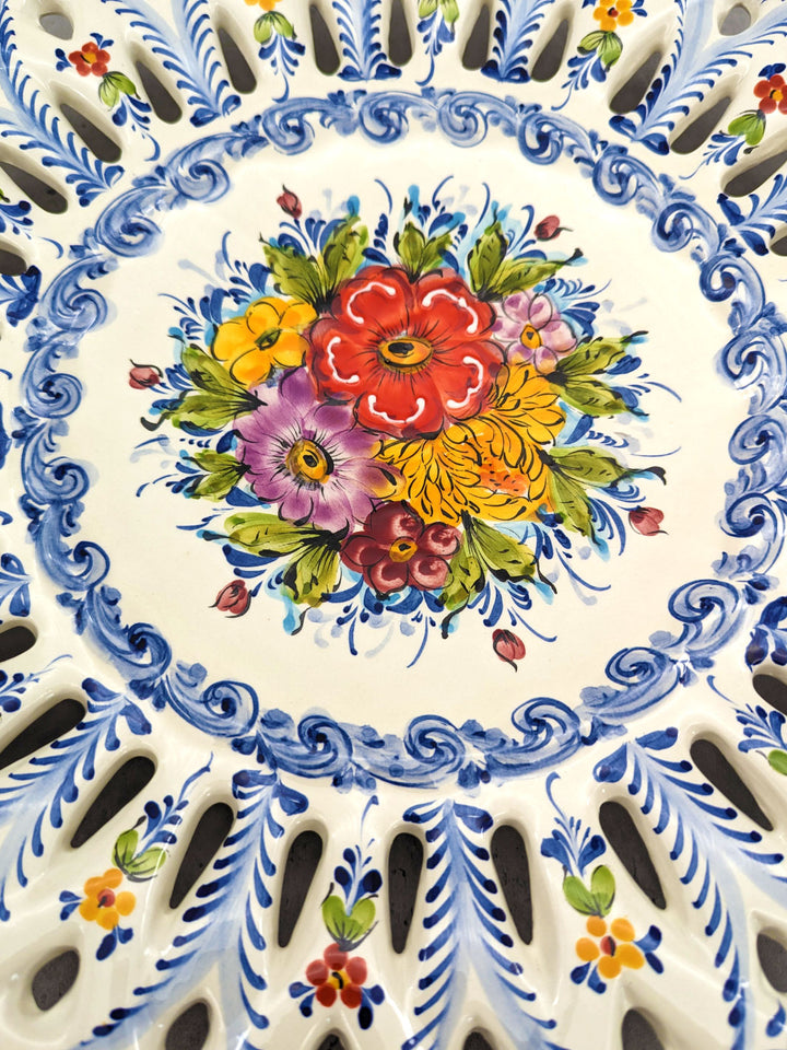 15.5 Inch Hand painted Alcobaça Ceramic Decorative Plate