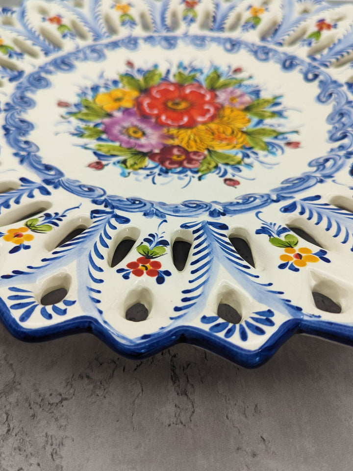 15.5 Inch Hand painted Alcobaça Ceramic Decorative Plate