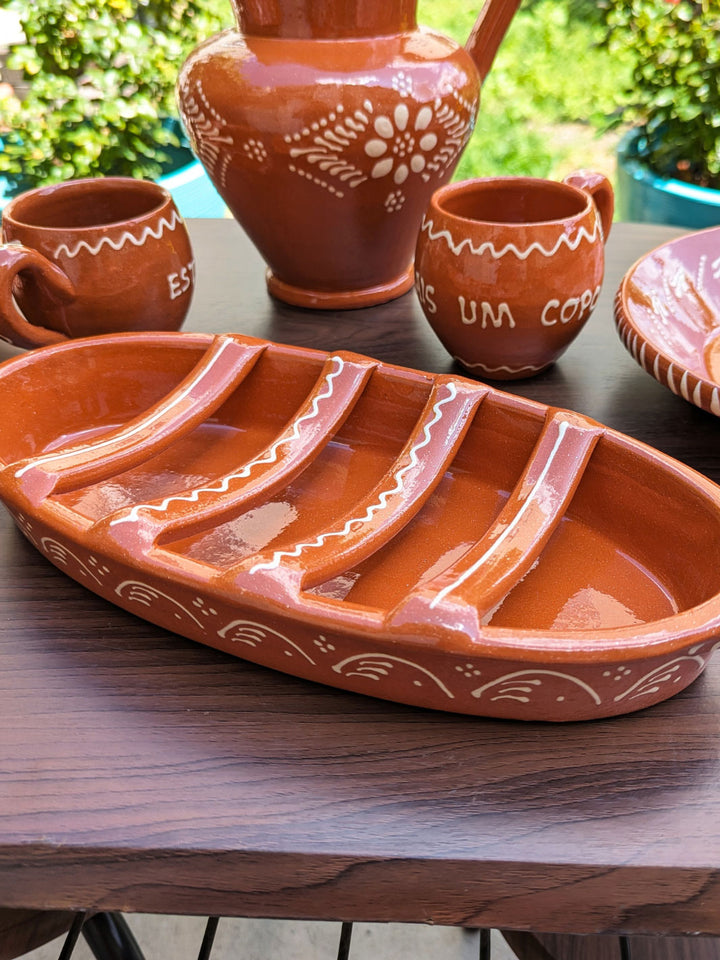 Large Traditional Portuguese Pottery Terracotta Clay Sausage Roaster