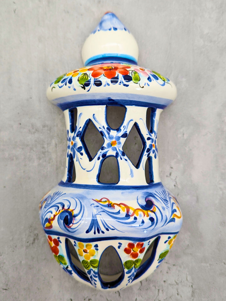 Portuguese Pottery Hand Painted Alcobaça Ceramic Wall Lantern