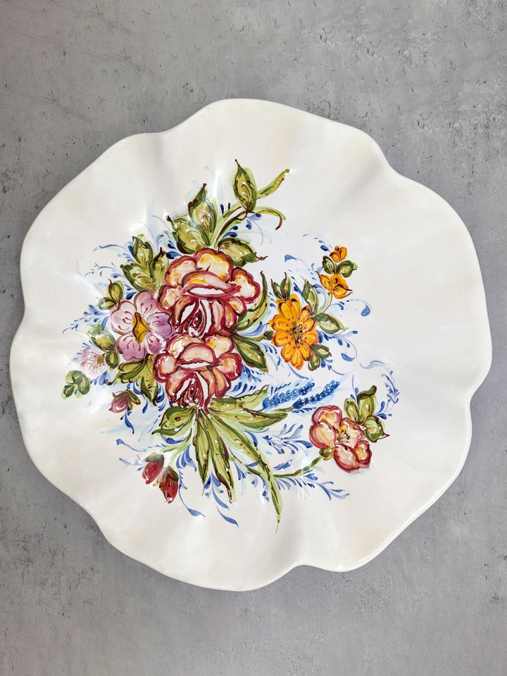 16.5 Inch Hand Painted Alcobaça Ceramic Decorative Plate - Florence