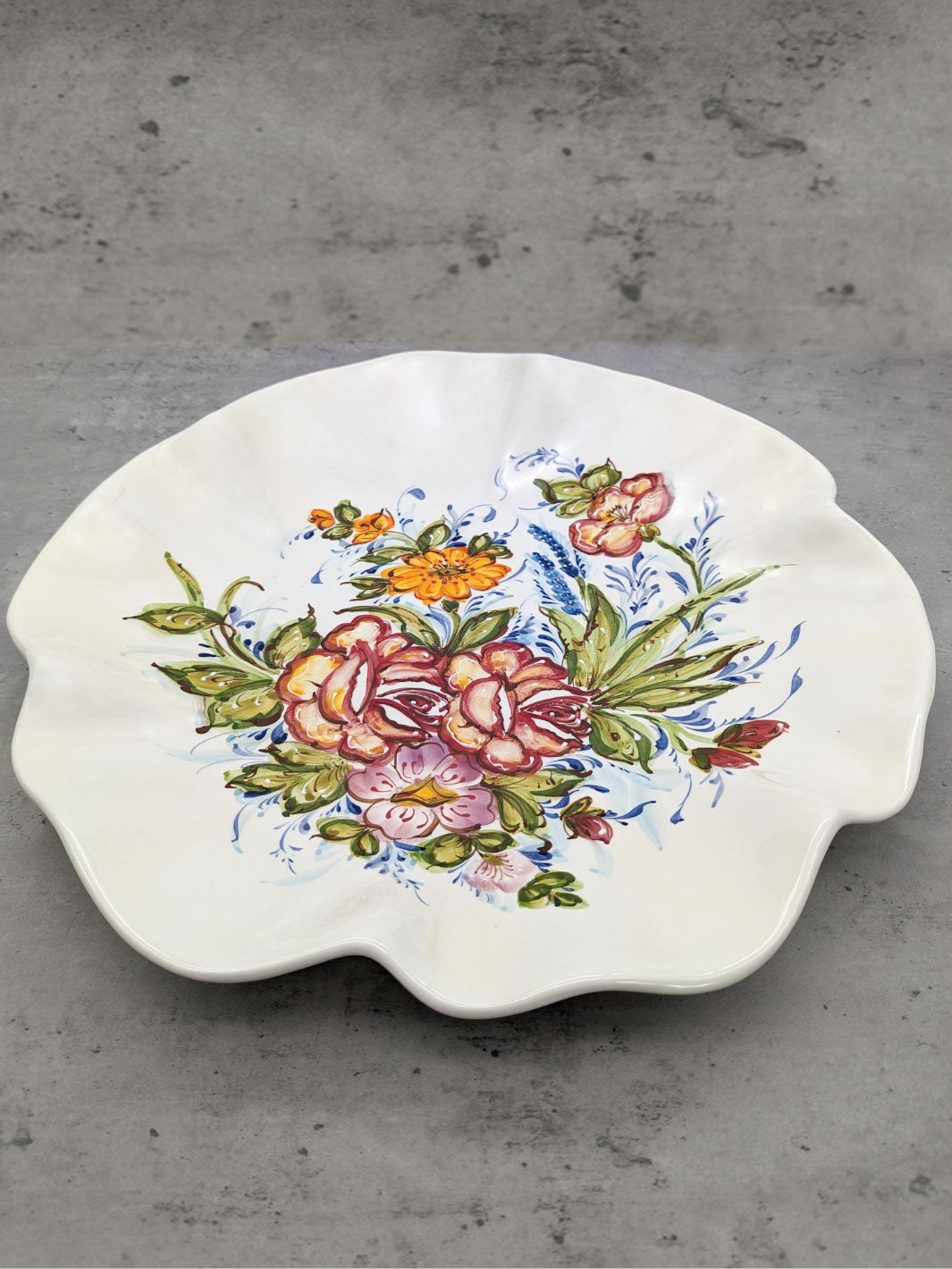 16.5 Inch Hand Painted Alcobaça Ceramic Decorative Plate - Florence