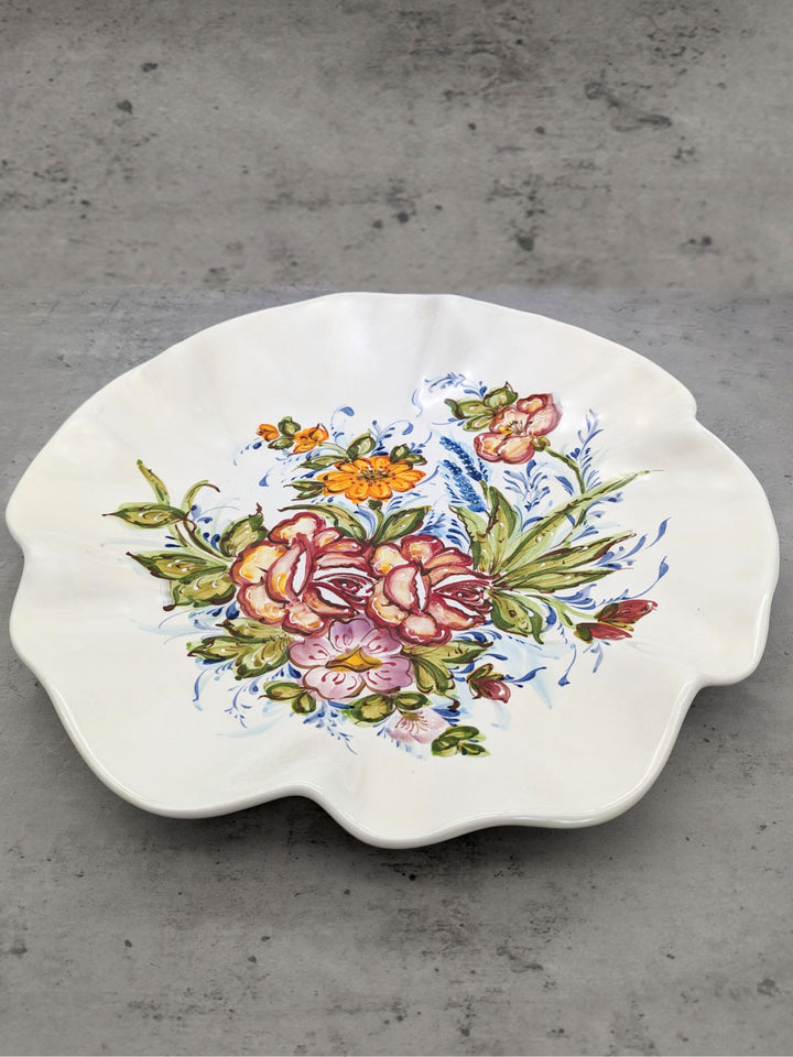 16.5 Inch Hand Painted Alcobaça Ceramic Decorative Plate - Florence