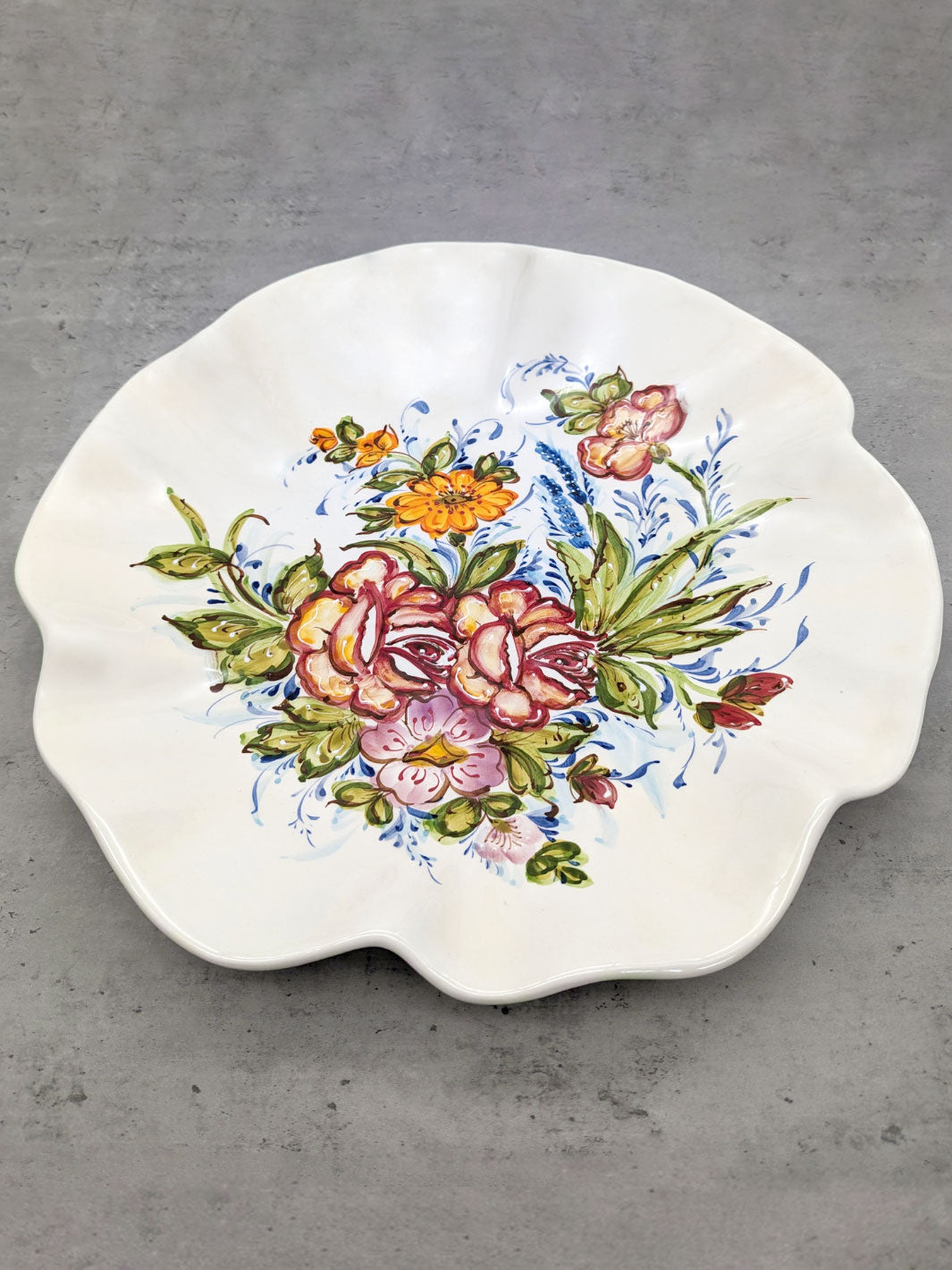 16.5 Inch Hand Painted Alcobaça Ceramic Decorative Plate - Florence