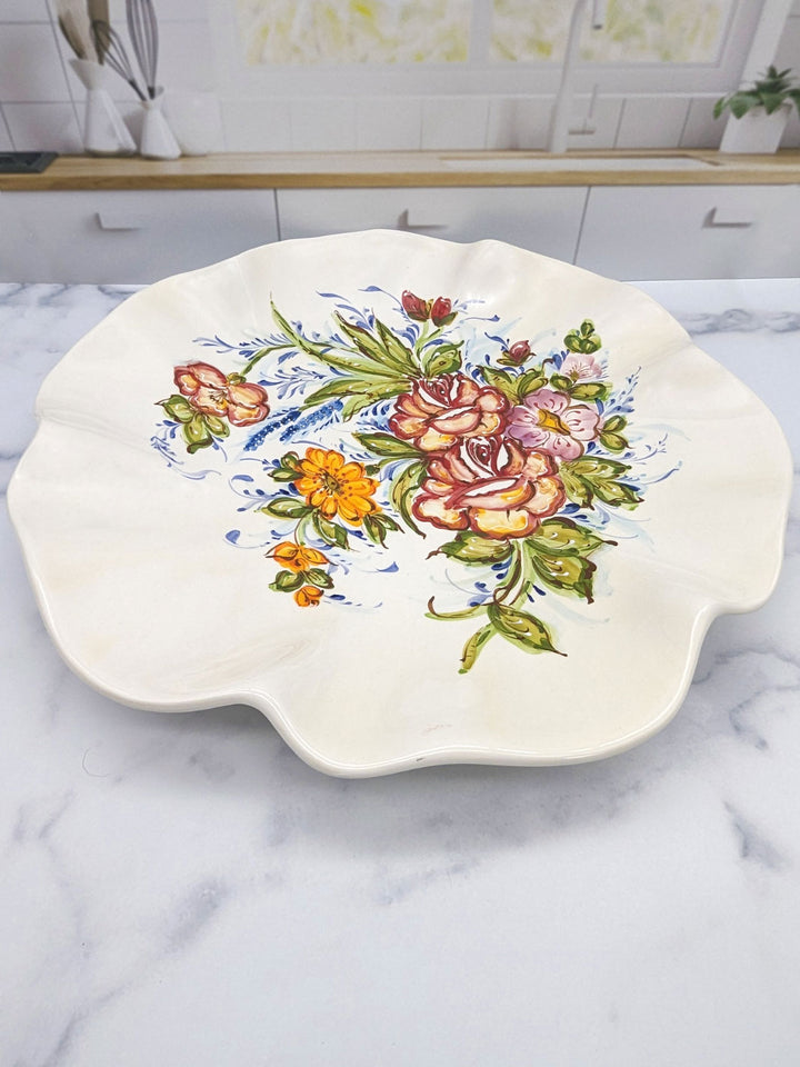 16.5 Inch Hand Painted Alcobaça Ceramic Decorative Plate - Florence