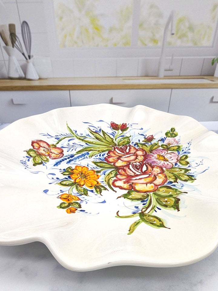 16.5 Inch Hand Painted Alcobaça Ceramic Decorative Plate - Florence