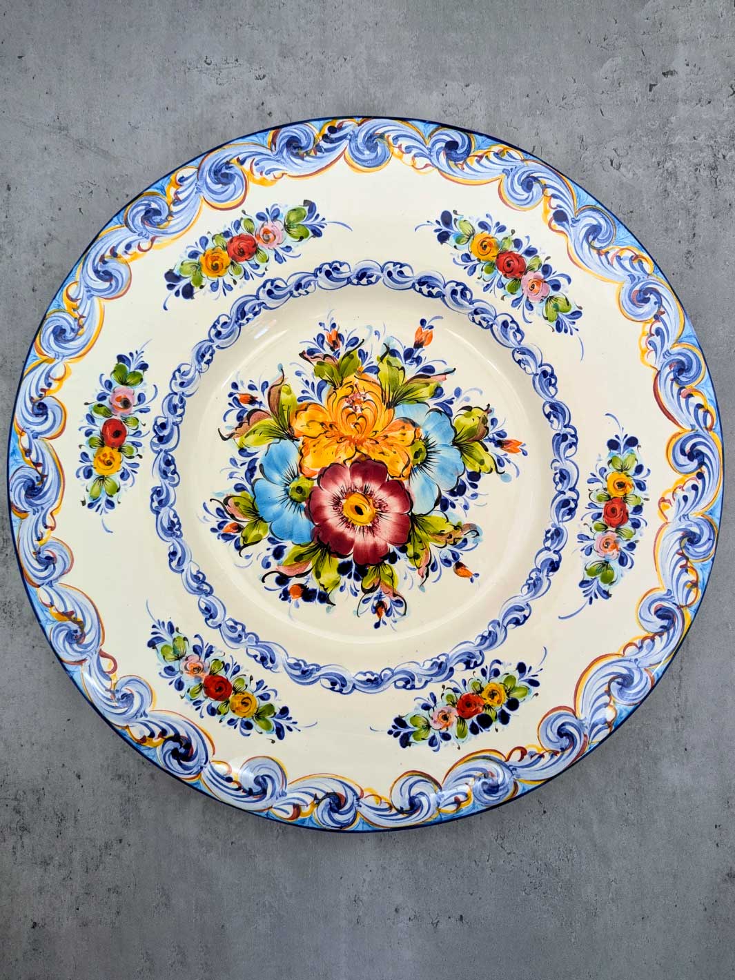 16 Inch Hand painted Alcobaça Ceramic Decorative Plate