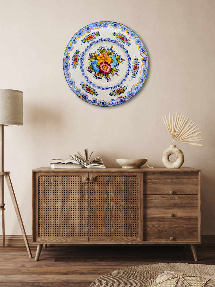 16 Inch Hand painted Alcobaça Ceramic Decorative Plate