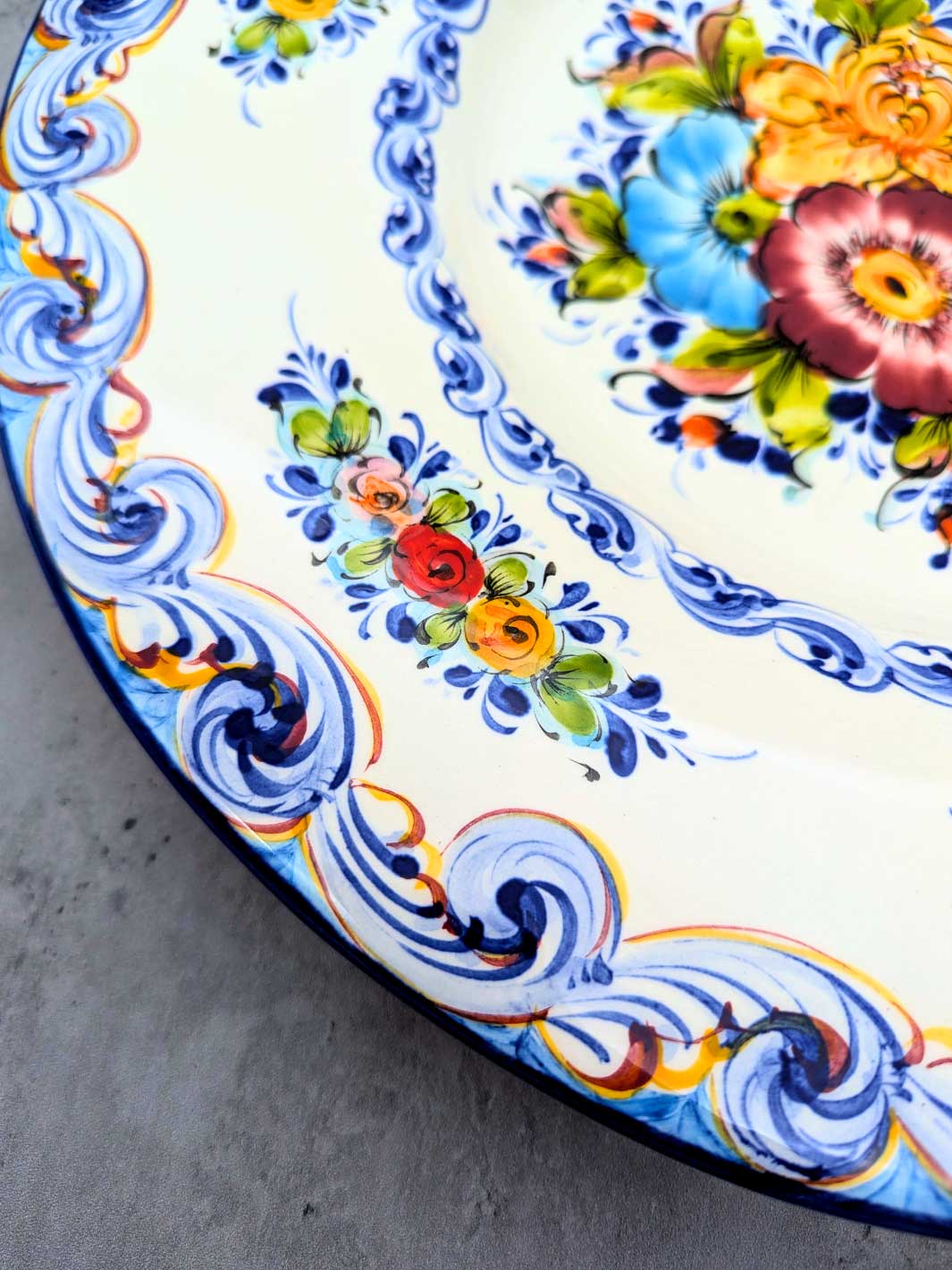 16 Inch Hand painted Alcobaça Ceramic Decorative Plate