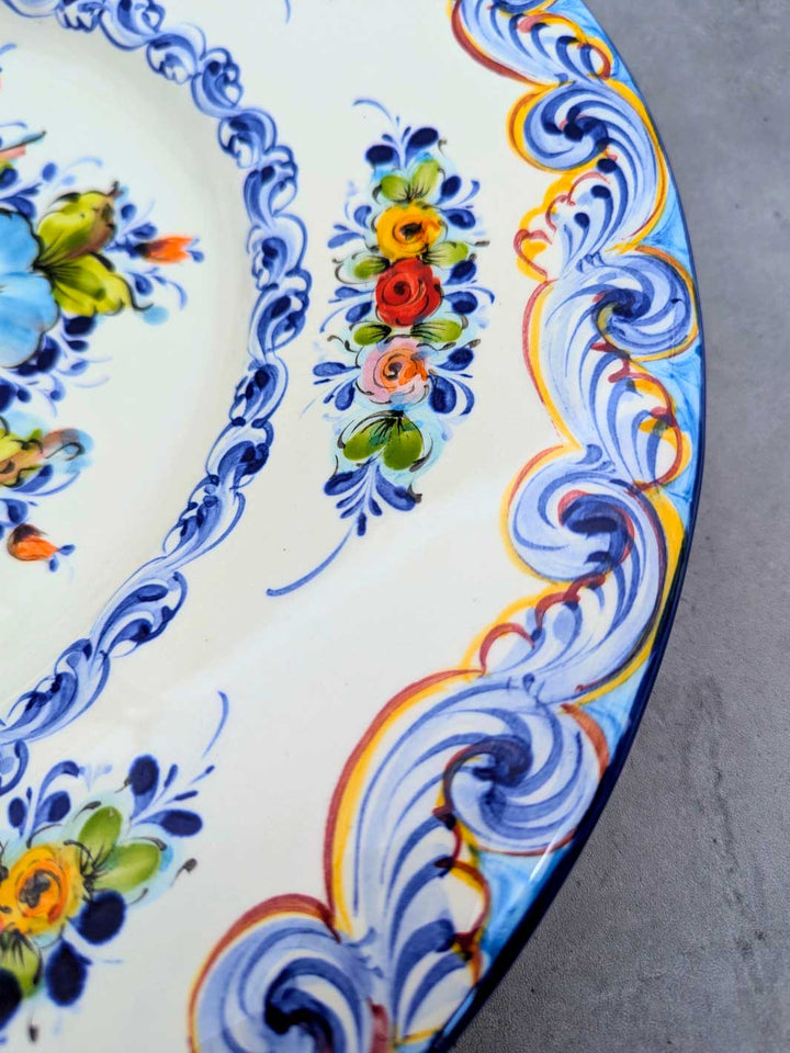 16 Inch Hand painted Alcobaça Ceramic Decorative Plate