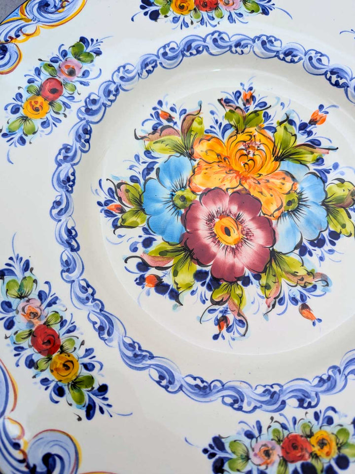 16 Inch Hand painted Alcobaça Ceramic Decorative Plate