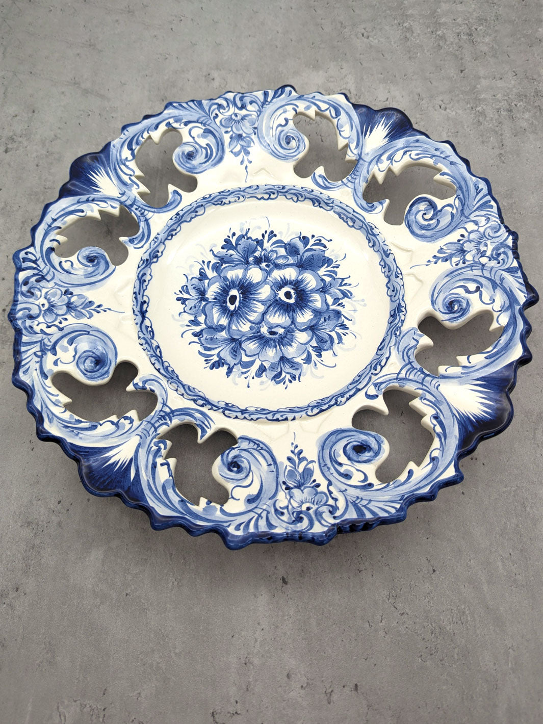 14 Inch Hand painted Blue and White Portuguese Ceramic Decorative Plate