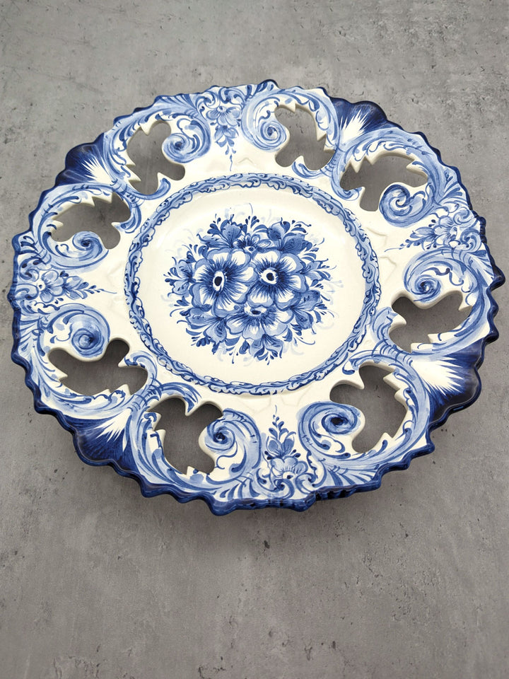 14 Inch Hand painted Blue and White Portuguese Ceramic Decorative Plate