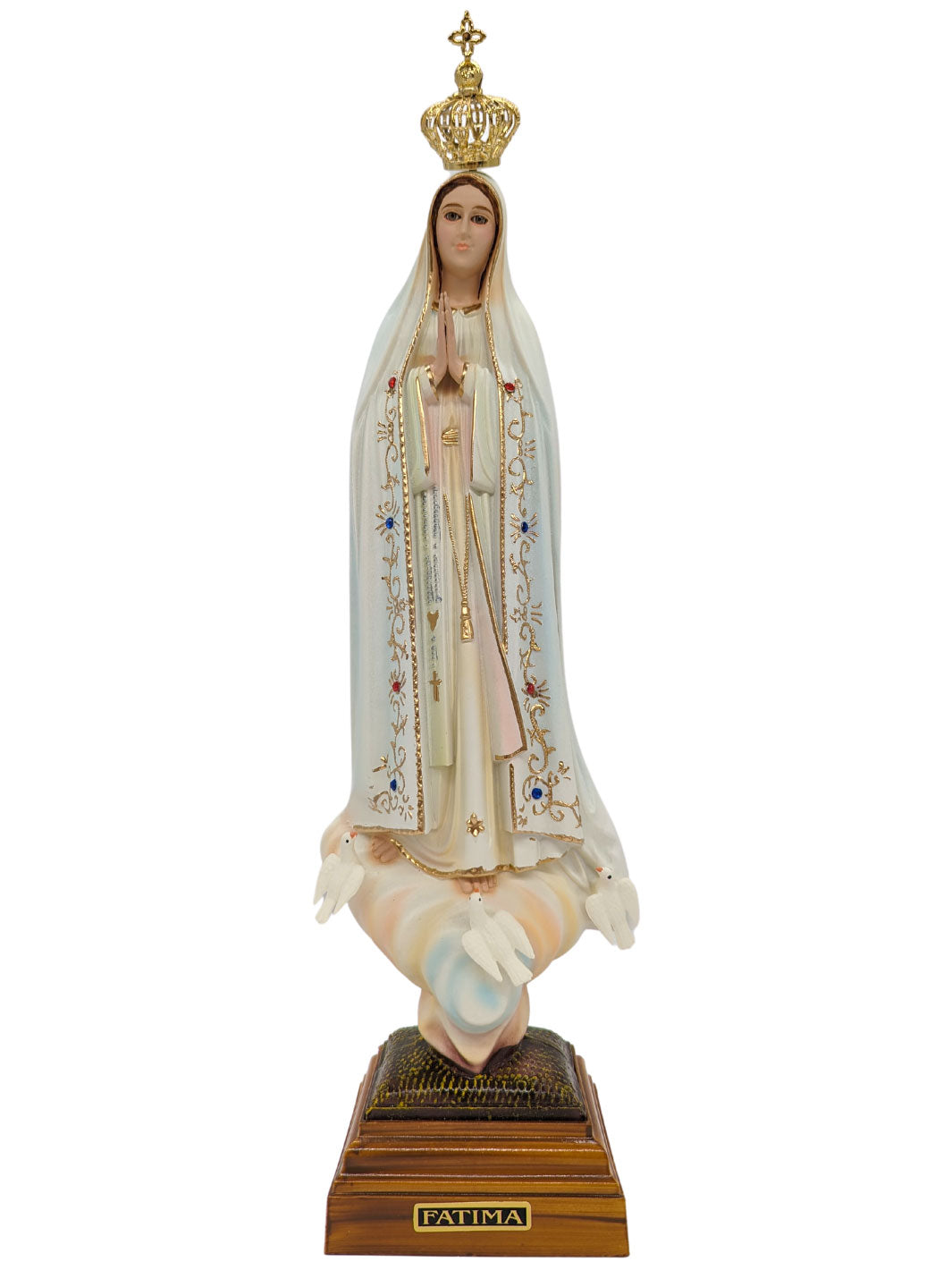 17 Inch Glass Eyes Our Lady of Fatima Statue Made in Portugal