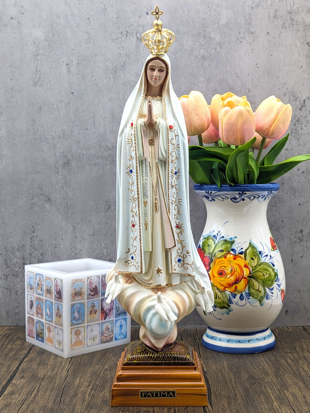 17 Inch Glass Eyes Our Lady of Fatima Statue Made in Portugal