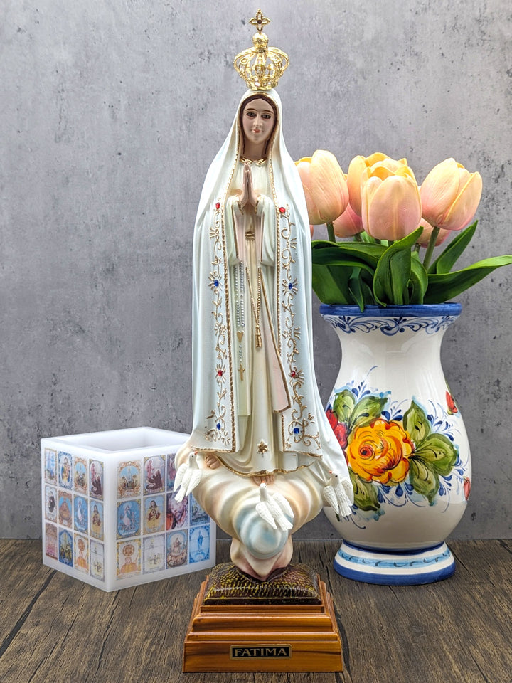 17 Inch Glass Eyes Our Lady of Fatima Statue Made in Portugal