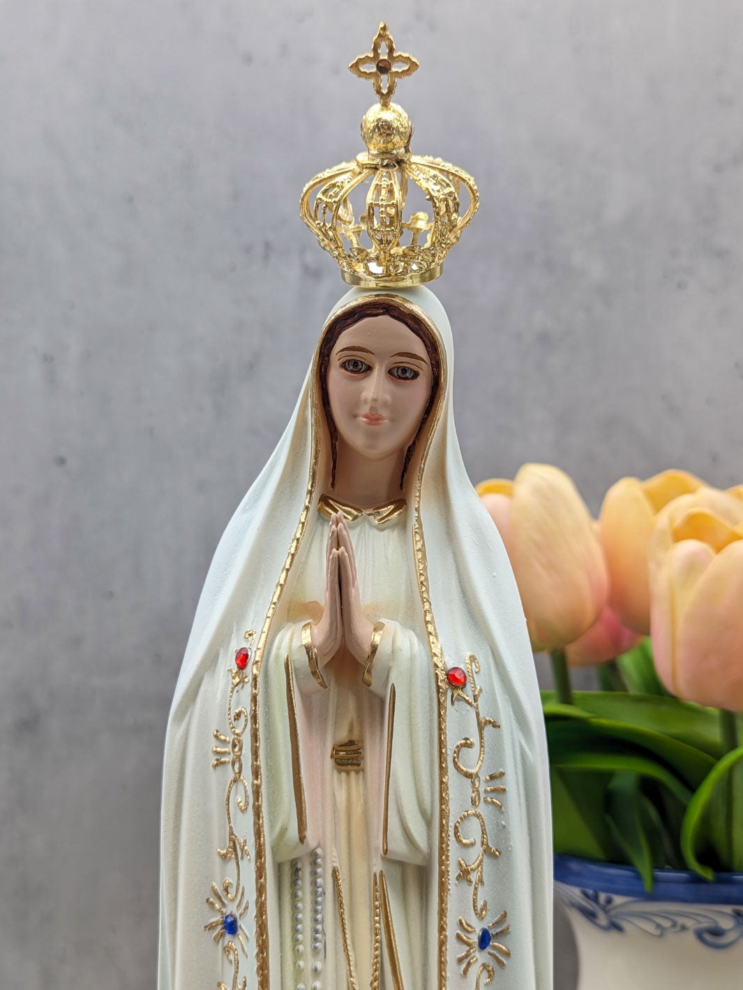 17 Inch Glass Eyes Our Lady of Fatima Statue Made in Portugal