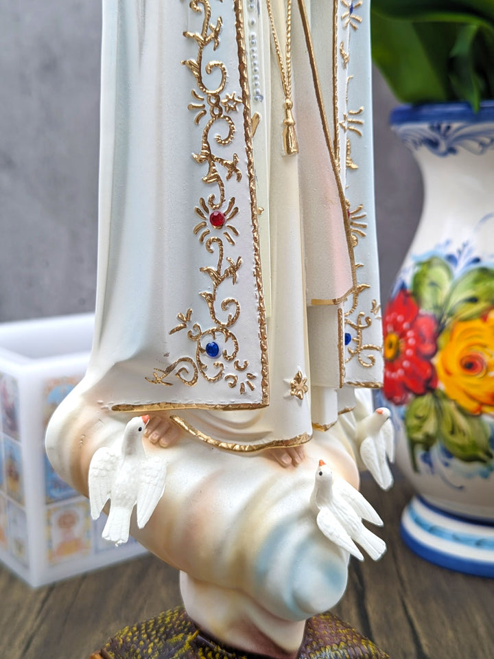 17 Inch Glass Eyes Our Lady of Fatima Statue Made in Portugal