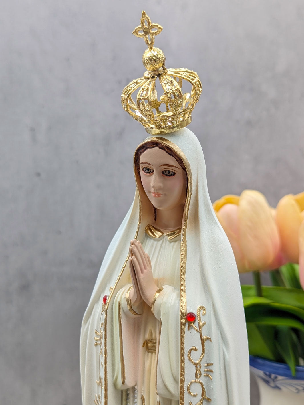 17 Inch Glass Eyes Our Lady of Fatima Statue Made in Portugal