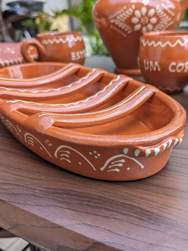 Large Traditional Portuguese Pottery Terracotta Clay Sausage Roaster