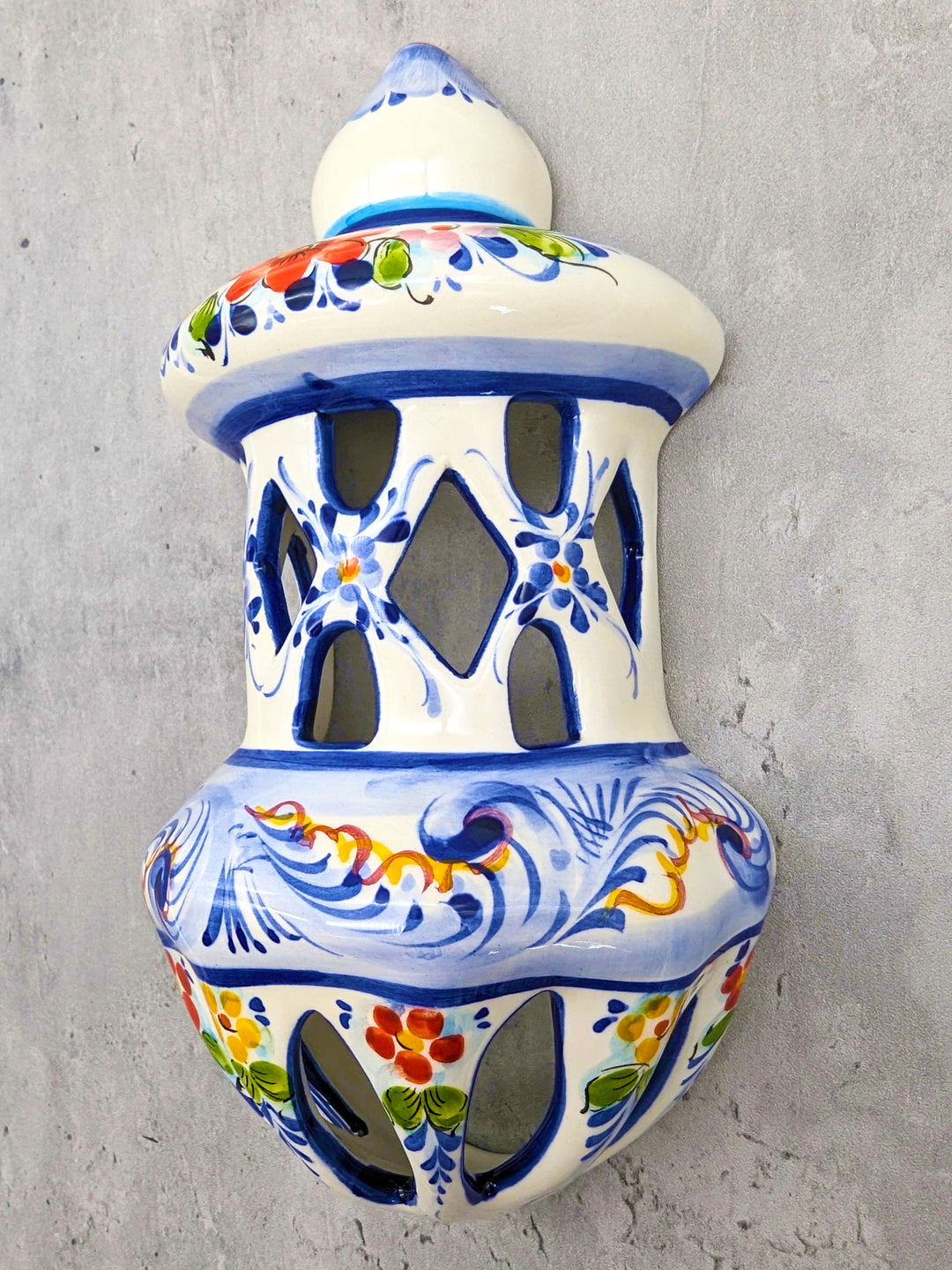 Portuguese Pottery Hand Painted Alcobaça Ceramic Wall Lantern