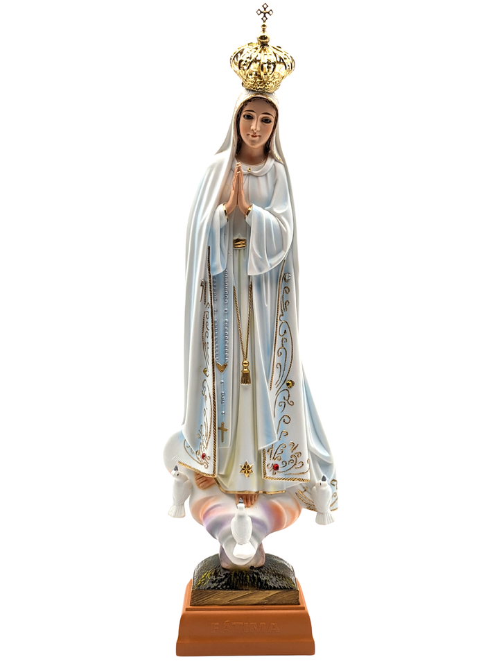 15 Inch Glass Eyes Our Lady of Fatima Statue Made in Portugal