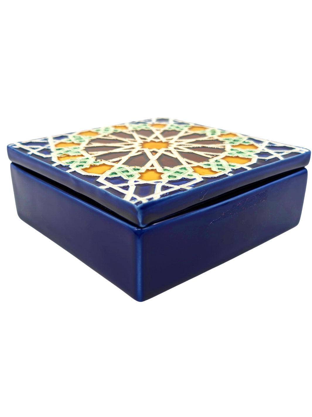 Hand Painted Portuguese Tiles Decorative Ceramic Box with Lid