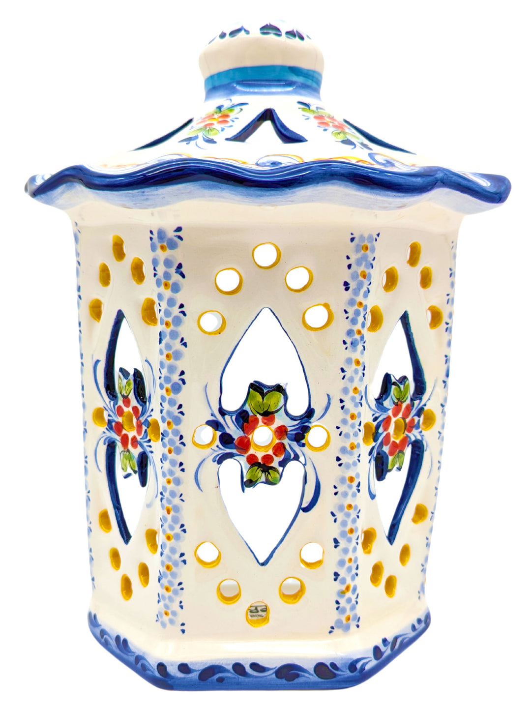 Portuguese Pottery Hand Painted Alcobaça Ceramic Wall Lantern