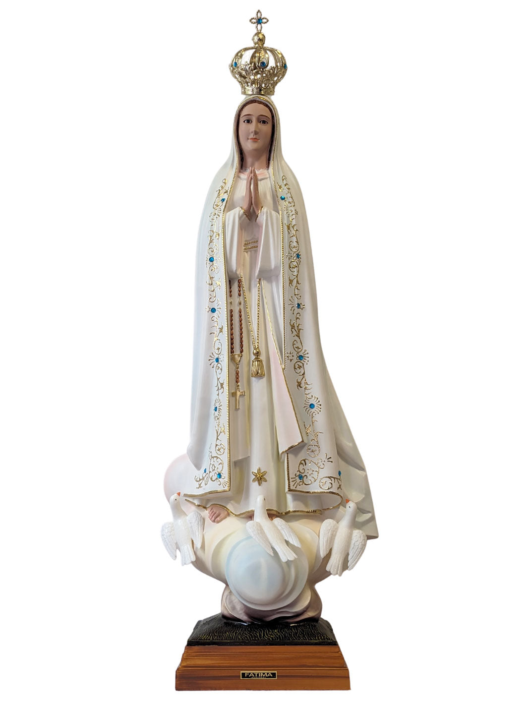 40 Inch Glass Eyes Our Lady of Fatima Statue Made in Portugal