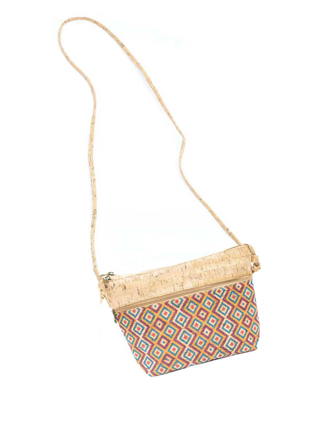 Handmade Tile Pattern Portuguese Cork Crossbody Purse for Women