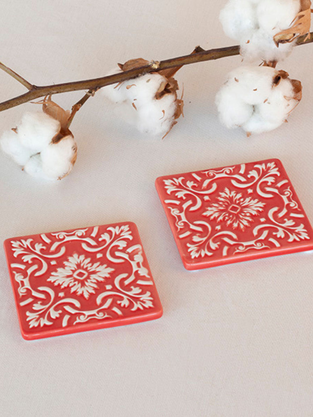 Hand-Painted Ceramic Coasters Azulejo – Set of 2