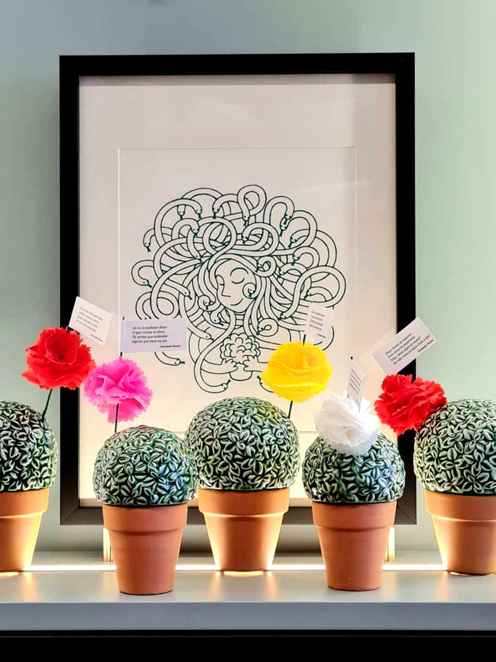 Handcrafted Decorative Portuguese Ceramic Vase  - A Medusa e o Manjerico