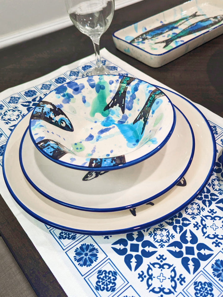Portuguese Pottery Ceramic Dinner Plate - Sardines