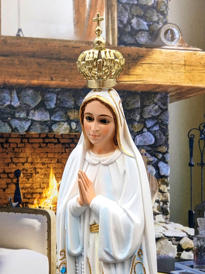 12 Inch Glass Eyes Our Lady of Fatima Statue Made in Portugal