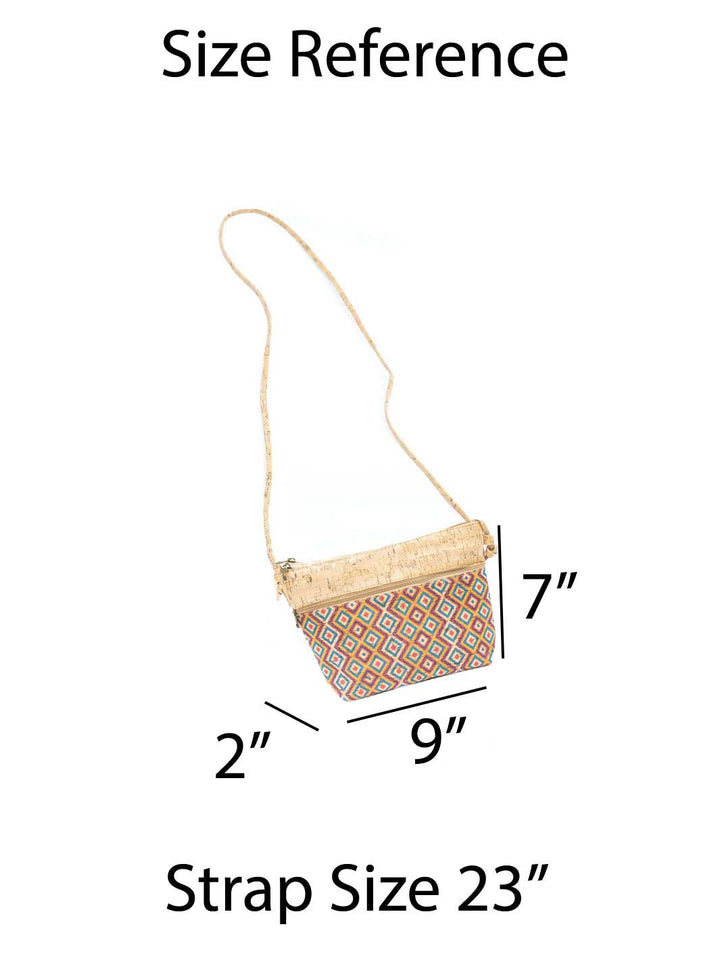 Handmade Tile Pattern Portuguese Cork Crossbody Purse for Women