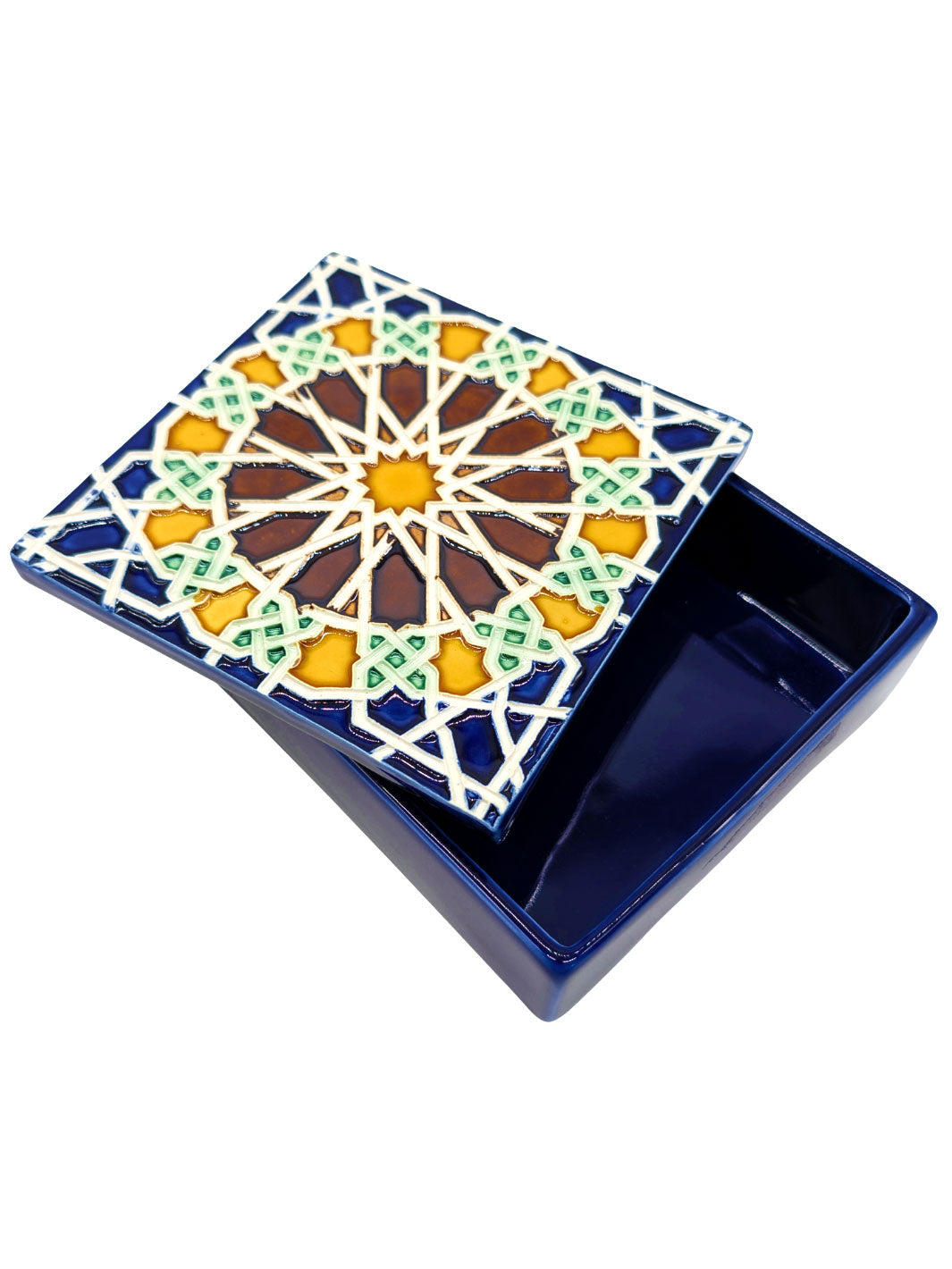 Hand Painted Portuguese Tiles Decorative Ceramic Box with Lid
