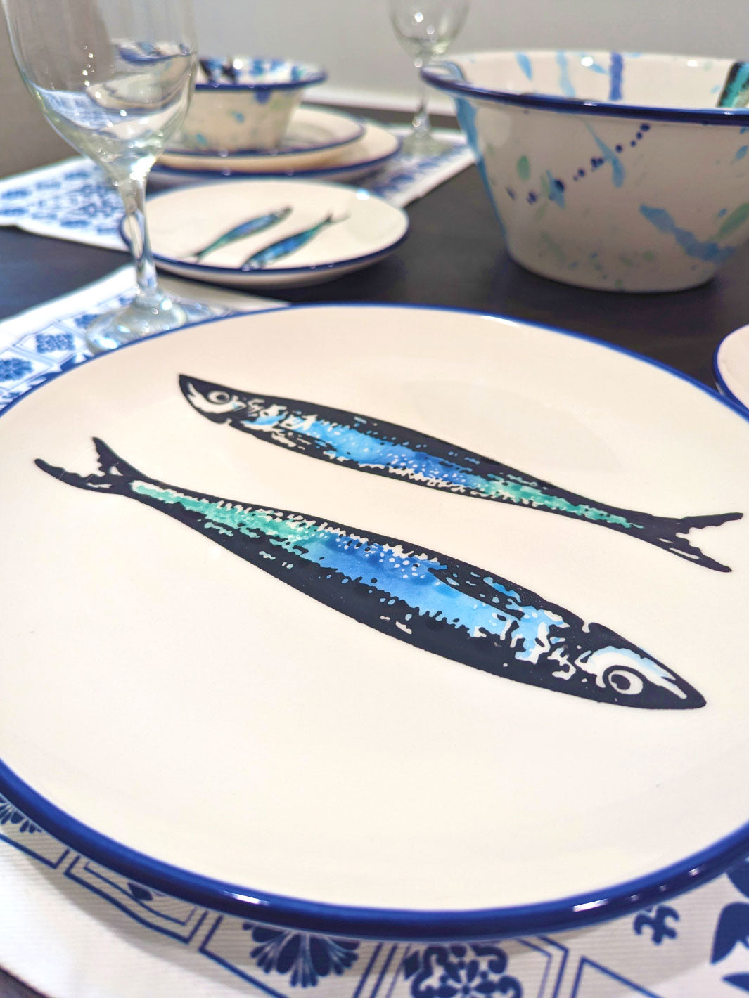 Portuguese Pottery Ceramic Dinner Plate - Sardines