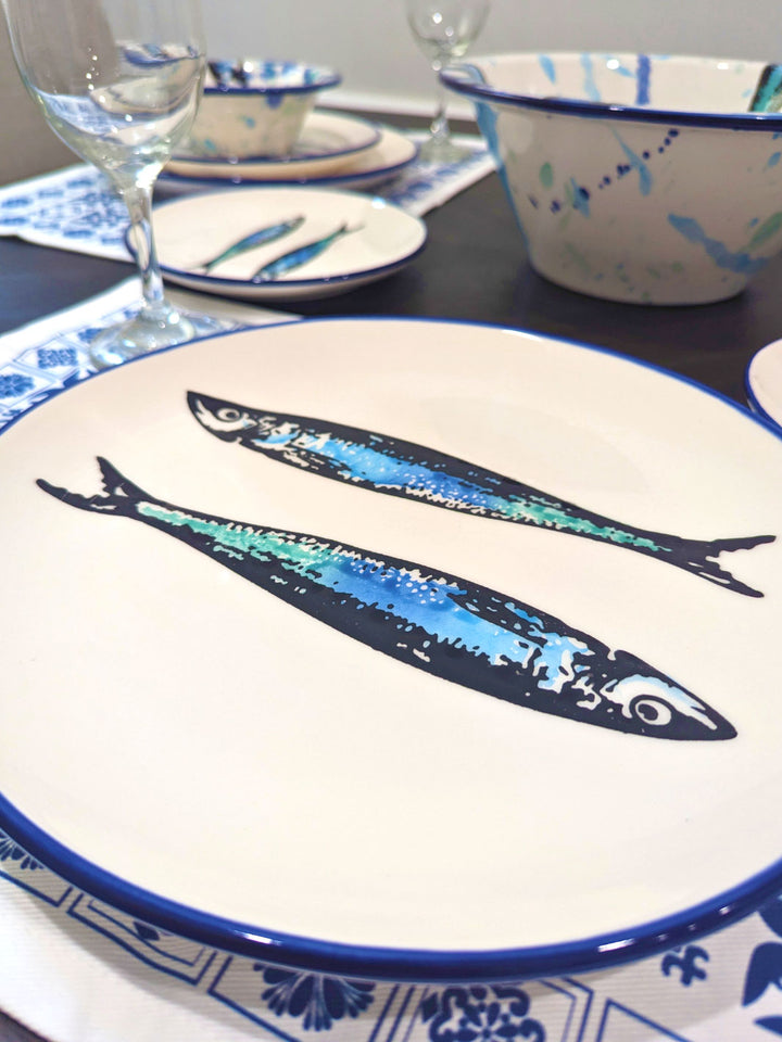 Portuguese Pottery Ceramic Dinner Plate - Sardines