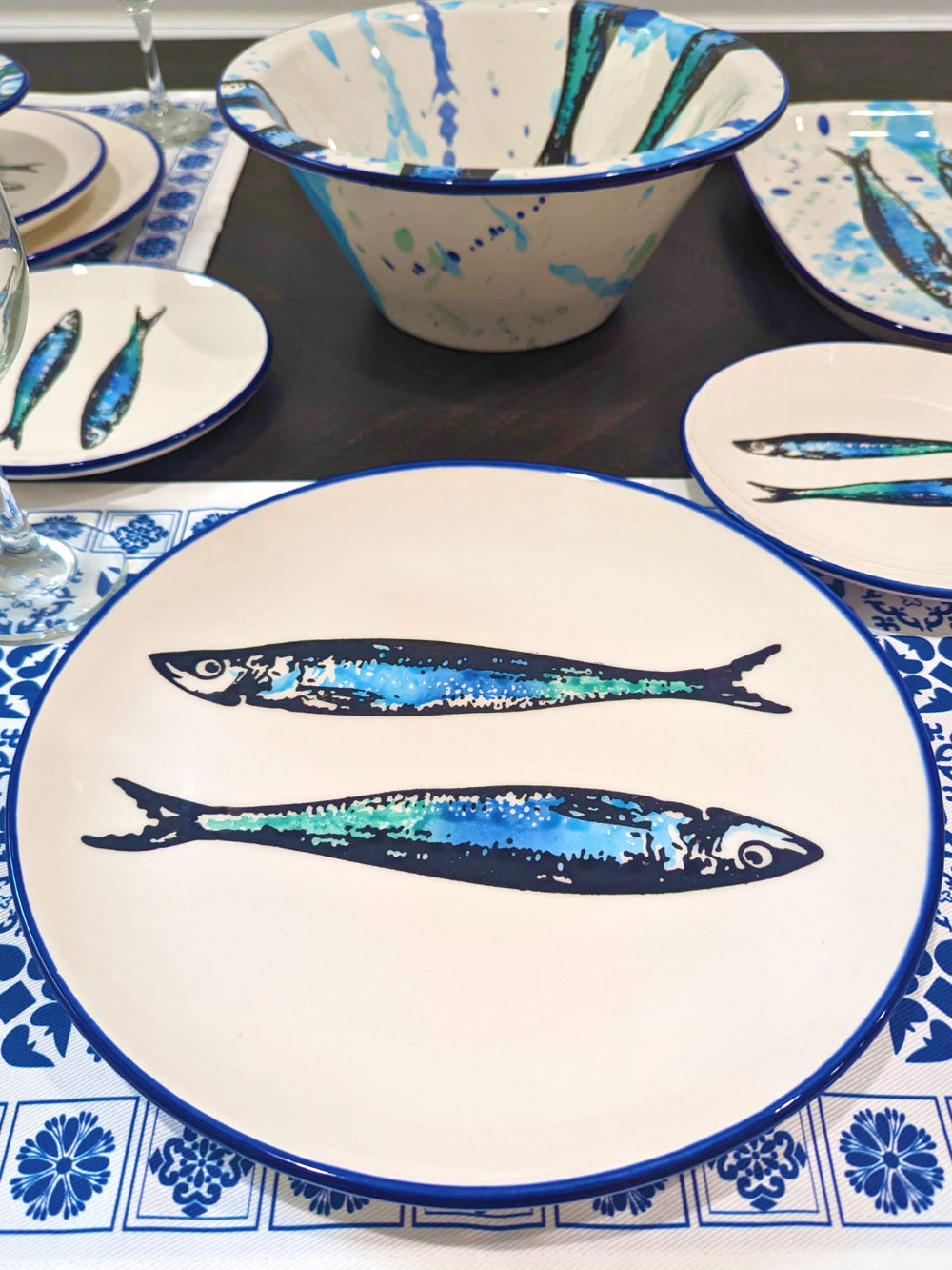 Portuguese Pottery Ceramic Dinner Plate - Sardines