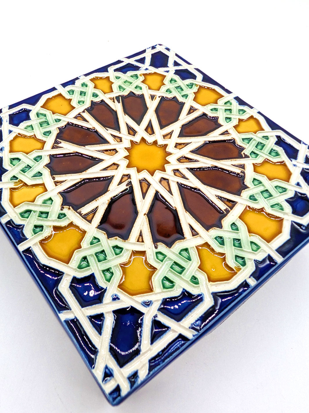 Hand Painted Portuguese Tiles Decorative Ceramic Box with Lid