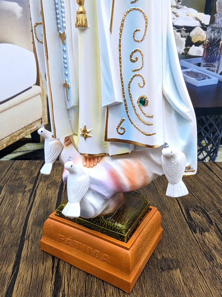 12 Inch Glass Eyes Our Lady of Fatima Statue Made in Portugal